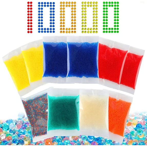 Boinkwe 10,000 Pcs Blue Hydrogel Polymer Water Droplets, Gel Gun Launcher, 7-8 Mm, Suitable for Ages 14 and Up