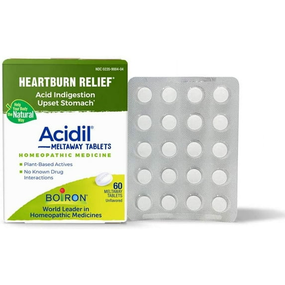 Boiron, Acidil, Acid Indigestion, Unflavored, 60 Meltaway Tablets (Pack of 1)
