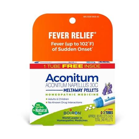 Boiron Aconitum Napellus 30C Bonus Pack, Homeopathic Medicine for High Fever (Up To 102F) Of Sudden Onset, 240 Pellets