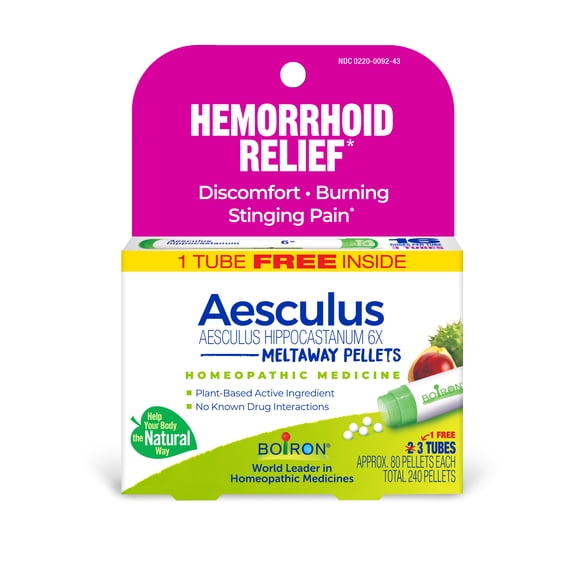 Boiron Aesculus Hippocastanum 6X Multi-Pack, Homeopathic Medicine for Hemorrhoid Relief, 240 Pellets