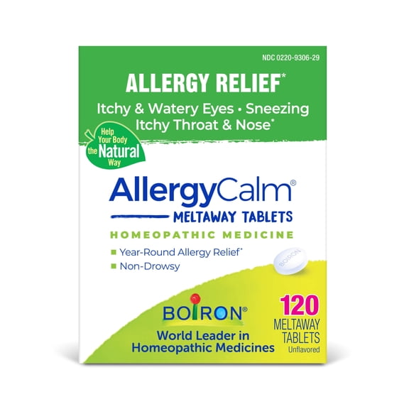 Boiron AllergyCalm Tablets, Homeopathic Medicine for Allergy Relief, Itchy & Watery Eyes, Sneezing, Itchy Throat & Nose, 120 Meltaway Tablets