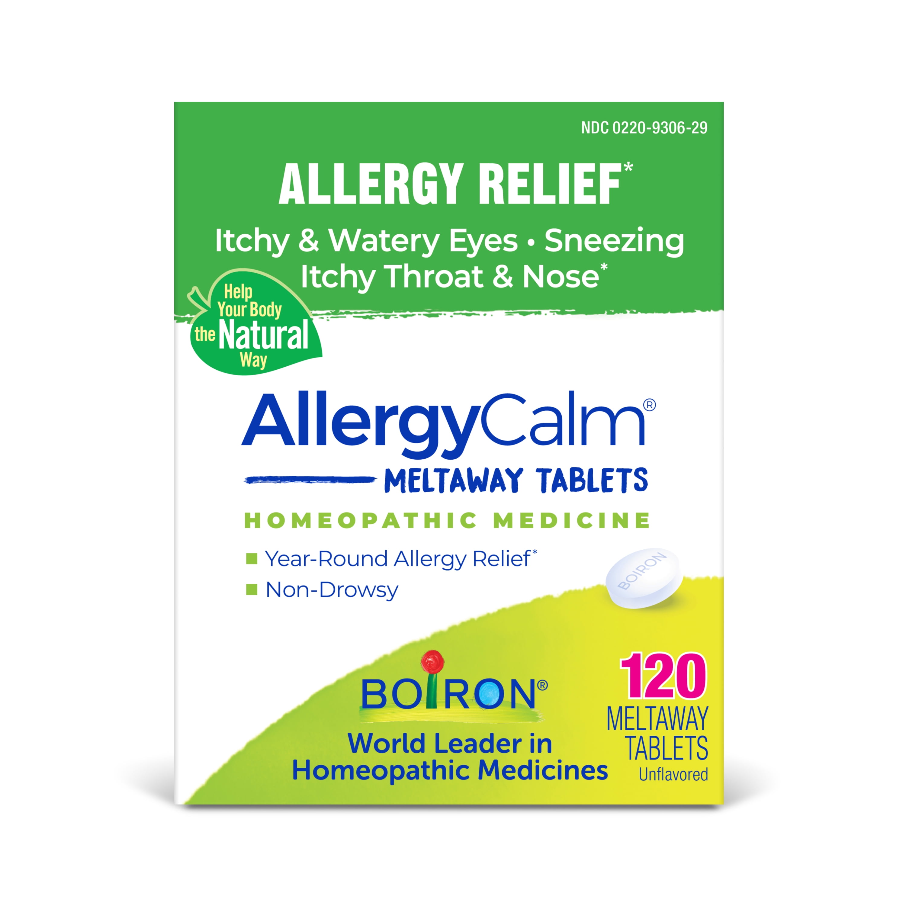 Boiron AllergyCalm Tablets, Homeopathic Medicine for Allergy Relief, Itchy & Watery Eyes, Sneezing, Itchy Throat & Nose, 120 Meltaway Tablets