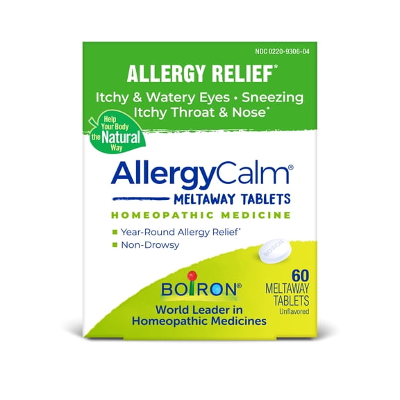 Boiron AllergyCalm Tablets, Homeopathic Medicine for Allergy Relief, Itchy & Watery Eyes, Sneezing, Itchy Throat & Nose, 60 Meltaway Tablets