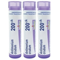 Boiron Antimonium Crudum 200CK, Homeopathic Medicine for Indigestion With Nausea From Overeating, 3 Count (3 x 80 Pellets)