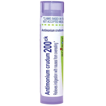 Boiron Antimonium Crudum 200CK, Homeopathic Medicine for Indigestion With Nausea From Overeating, 80 Pellets