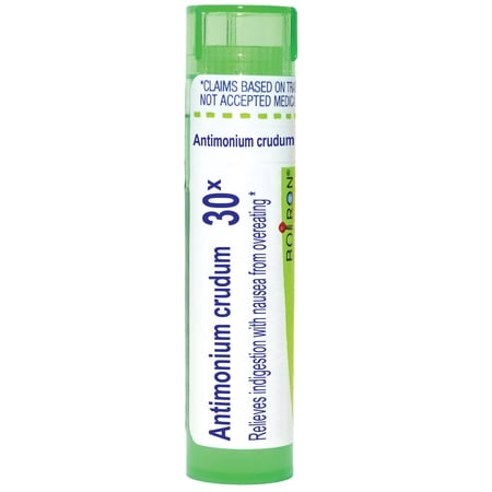 Boiron Antimonium Crudum 30X, Homeopathic Medicine for Indigestion With Nausea From Overeating, 80 Pellets