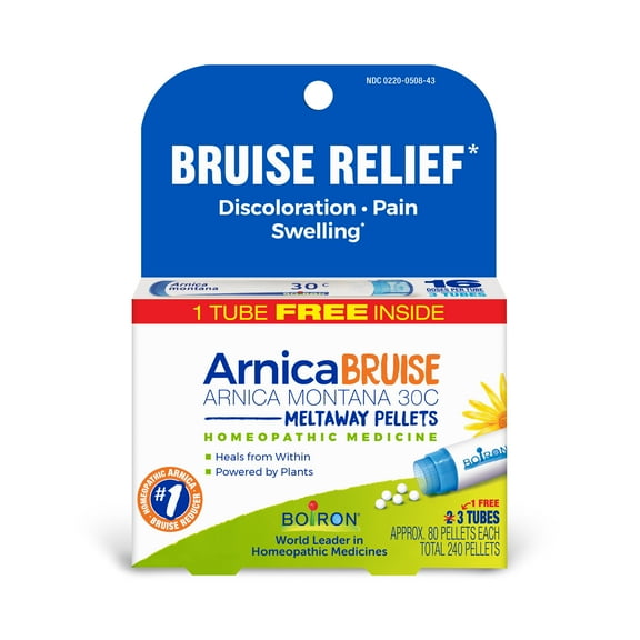 Boiron Arnica Bruise 30C Bonus Pack, Homeopathic Medicine for Bruise Relief, Discoloration, Pain and Swelling, 240 Pellets