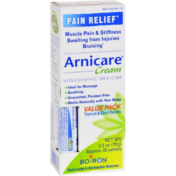 Boiron Arnicare Arnica Cream for Pain Relief & Blue Tube Value Pack 2.5 oz (Pack of 2)