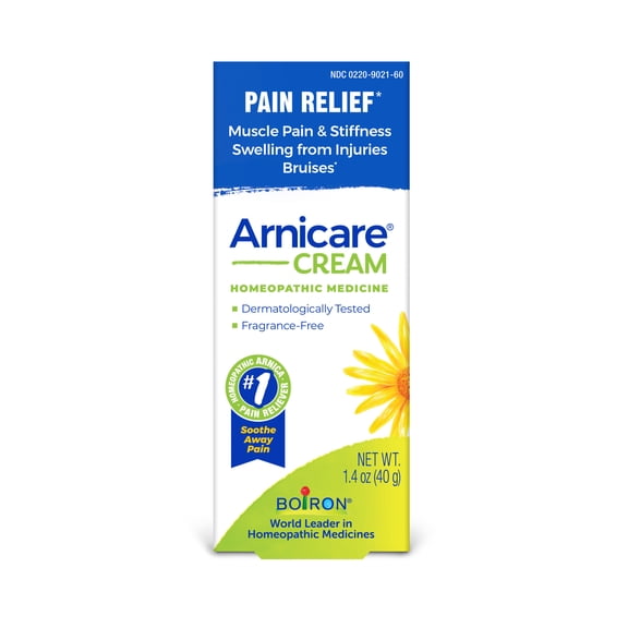 Boiron Arnicare Cream, Homeopathic Medicine for Pain Relief, Muscle Pain & Stiffness, Swelling from Injuries, Bruises, 1.4 oz