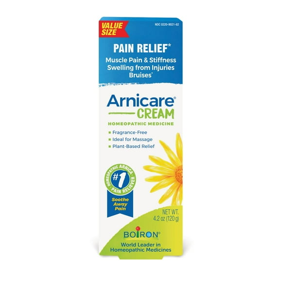 Boiron Arnicare Cream, Homeopathic Medicine for Pain Relief, Muscle Pain & Stiffness, Swelling from Injuries, Bruises, 4.2 oz