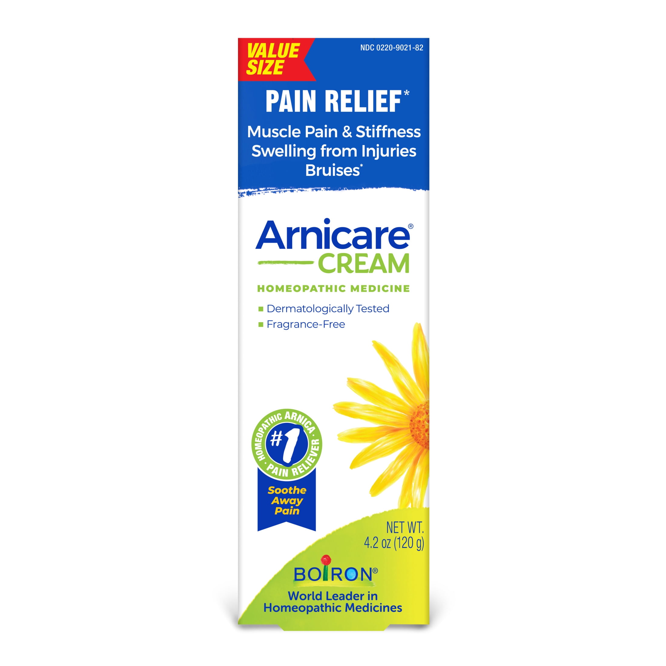 Boiron Arnicare Cream, Homeopathic Medicine for Pain Relief, Muscle Pain & Stiffness, Swelling from Injuries, Bruises, 4.2 oz