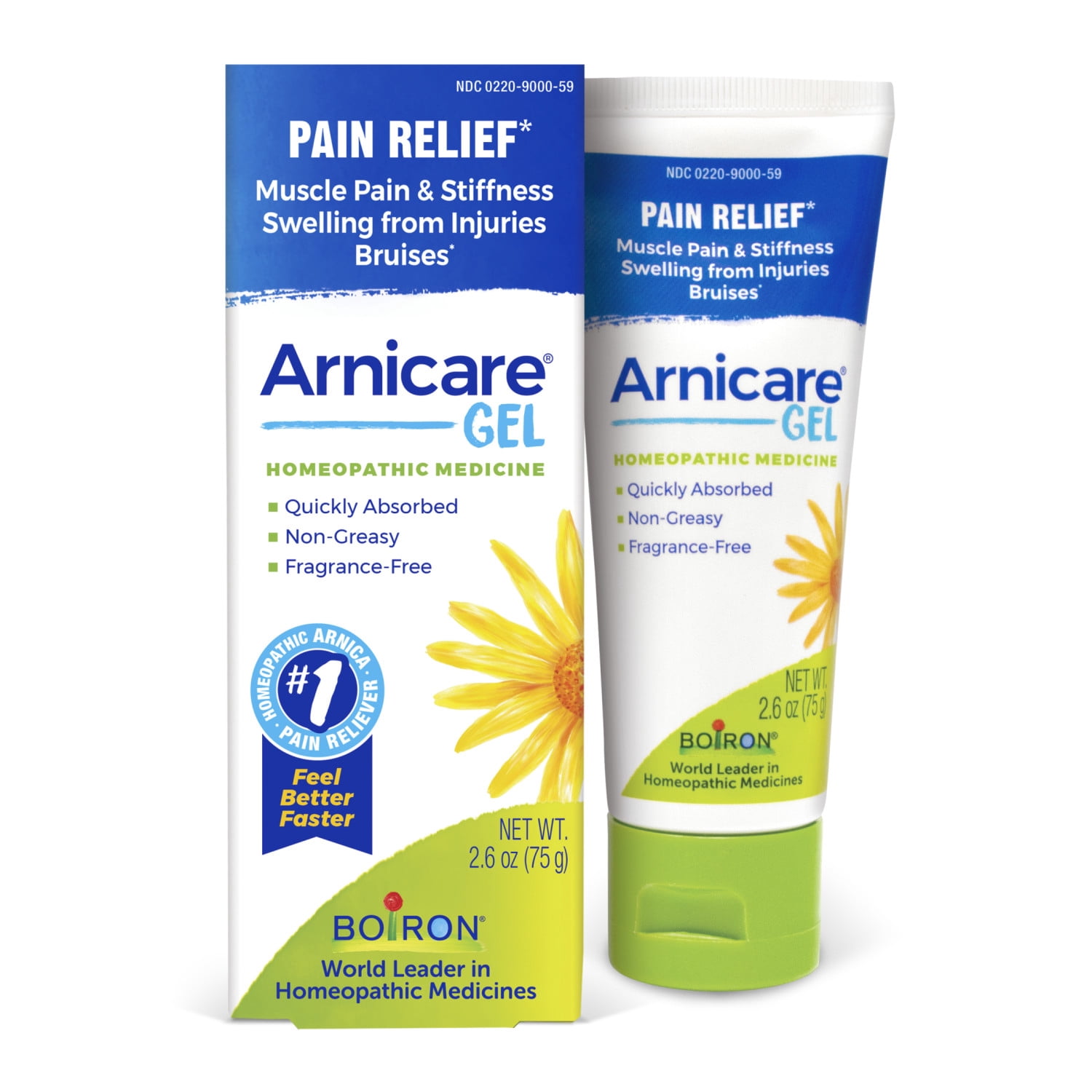 Boiron Arnicare Gel for Pain Relief of Joints, Muscles, and Bruises, Fragrance-free 2.6oz
