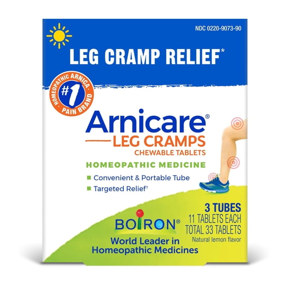 Boiron Arnicare Leg Cramps, Homeopathic Medicine for Leg Cramp Relief, Stiffness, Muscle Fatigue, 33 Chewable Tablets