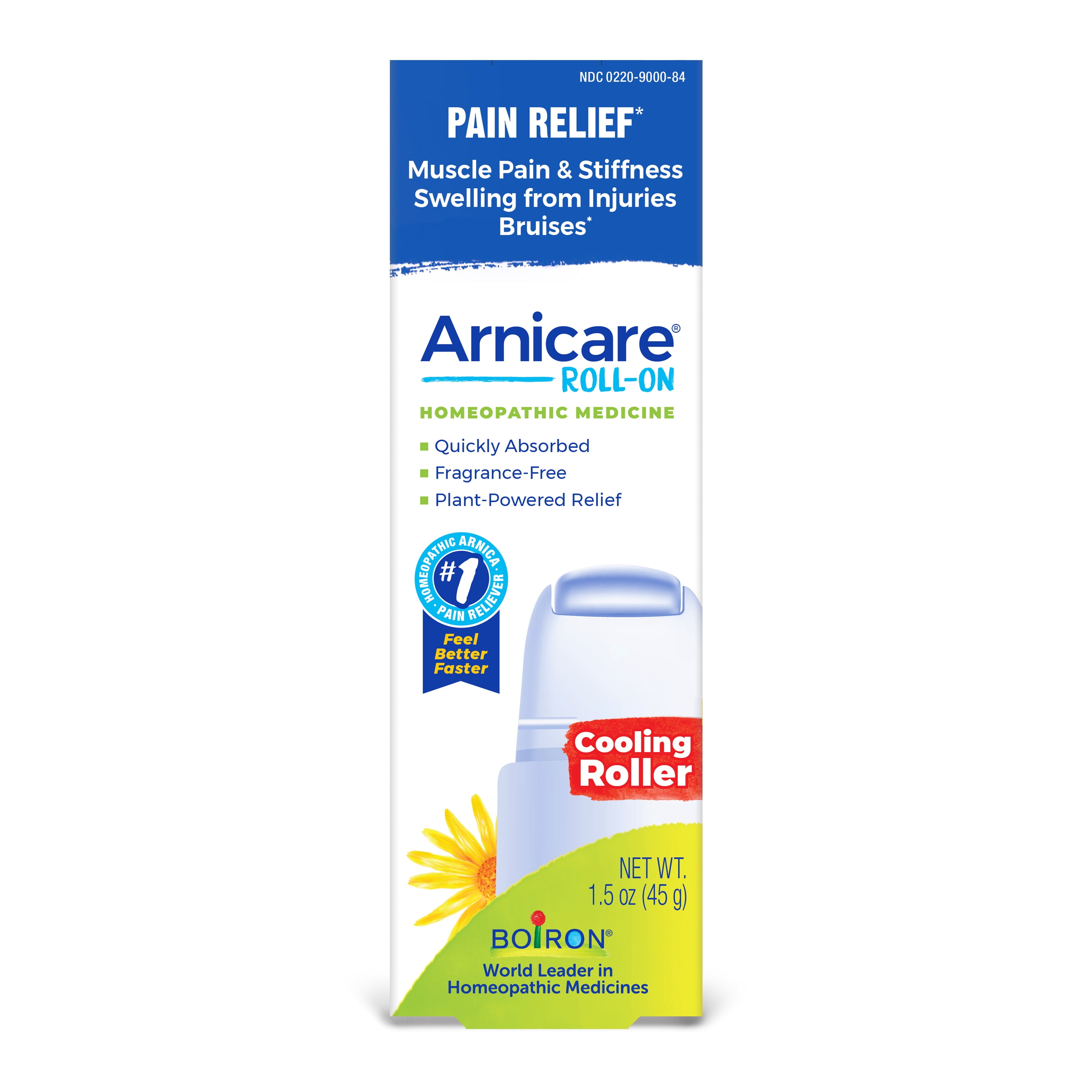 Boiron Arnicare Roll-On with Cooling Roller, Homeopathic Medicine for Pain Relief, Muscle Pain & Stiffness, Swelling from Injuries, Bruises, 1.5 oz