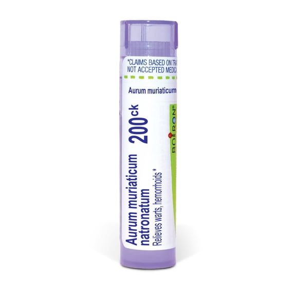 Boiron Aurum Muriat Natronatum 200CK, Homeopathic Medicine for Warts, Hemorrhoids, 80 Pellets
