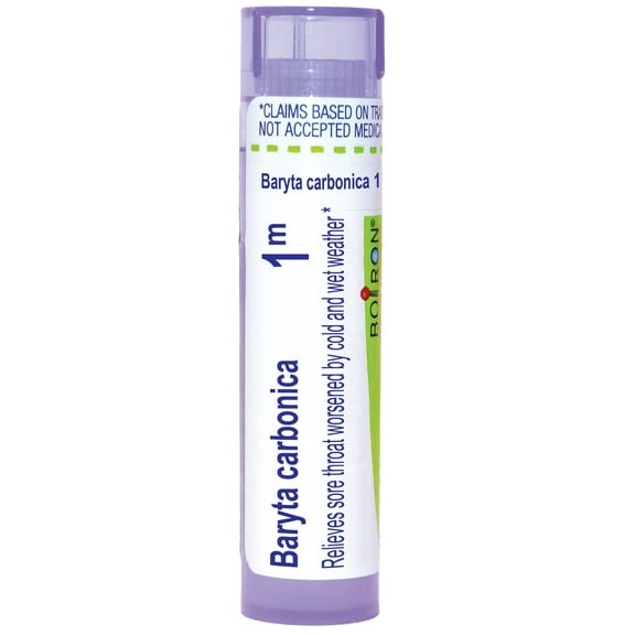 Boiron Baryta Carbonica 1M, Homeopathic Medicine for Sore Throat Worsened By Cold And Wet Weather, 80 Pellets