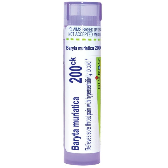 Boiron Baryta Muriatica 200CK, Homeopathic Medicine for Sore Throat Pain With Hypersensitivity To Cold, 80 Pellets
