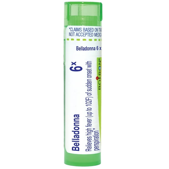 Boiron Belladonna 6X, Homeopathic Medicine for High Fever (Up To 102F) Of Sudden Onset With Perspiration, 80 Pellets