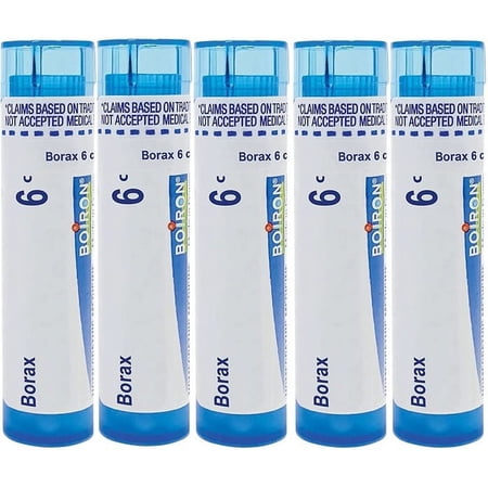 Boiron Borax 6c Homeopathic Medicine for Canker Sores - Pack of 5 (300 Pellets)