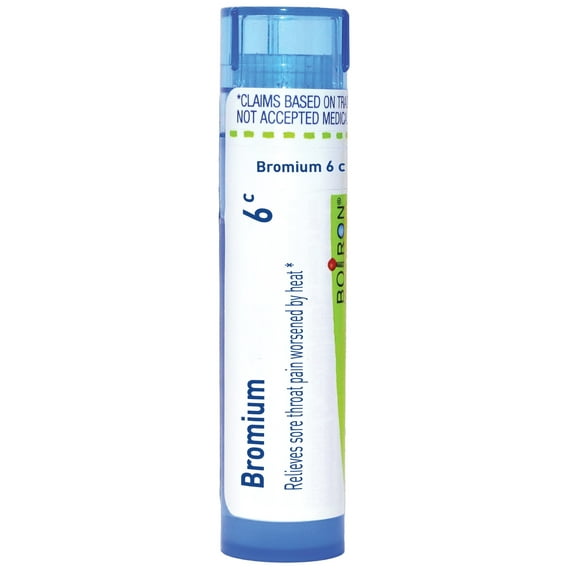 Boiron Bromium 6C, Homeopathic Medicine for Sore Throat Pain Worsened By Heat, 80 Pellets