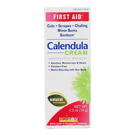 Boiron Calendula Cream, Homeopathic Medicine for First Aid, Cuts, Scrapes, Chafing, Minor Burns, Sunburn, 2.5 oz