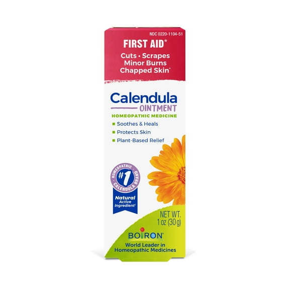 Boiron Calendula Ointment, Homeopathic Medicine for First Aid, Cuts, Scrapes, Minor Burns, Chapped Skin, 1 oz
