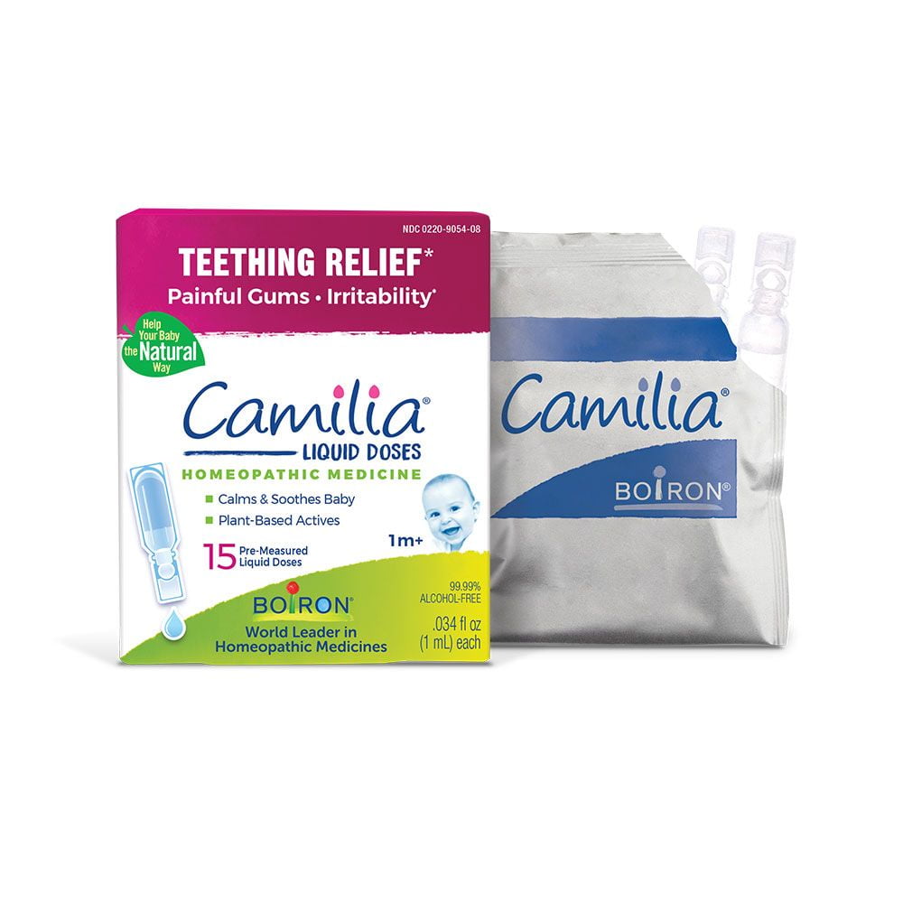 Boiron Camilia Teething Drops for Daytime and Nighttime Relief of Painful or Swollen Gums and Irritability in Babies 30 Single Liquid Doses