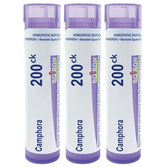 Boiron Camphora 200CK, Homeopathic Medicine for Onset Of Common Cold, 3 Count (3 x 80 Pellets)
