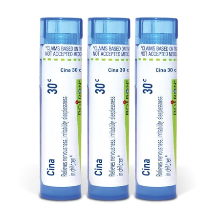 Boiron Cina 30C, Homeopathic Medicine for Nervousness, Irritability, Sleeplessness In Children, 3 Count (3 x 80 Pellets)
