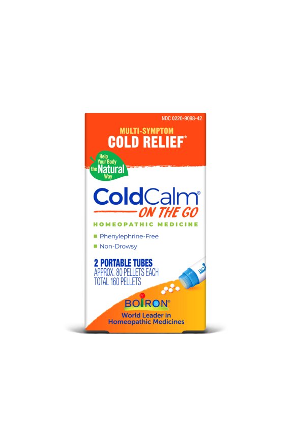 ColdCalm On the Go, Homeopathic Medicine for Multi-Symptom Cold Relief, Sneezing, Runny Nose, Nasal Congestion, Sore Throat, 2 x 80 Pellets