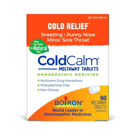 Boiron ColdCalm Tablets, Homeopathic Medicine for Cold Relief, Sneezing, Runny Nose, Minor Sore Throat, 60 Tablets
