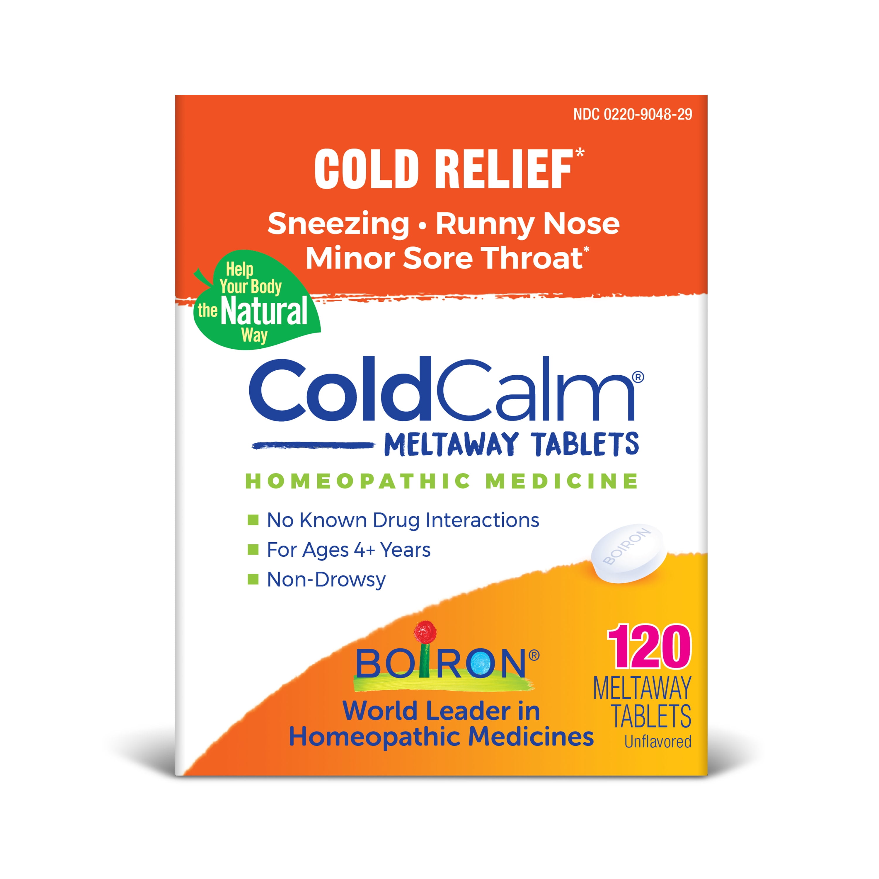 Boiron ColdCalm Tablets, Homeopathic Medicines for Cold Relief, Sneezing, Runny Nose, and Minor Sore Throat Relief, 120 Meltaway Tablets