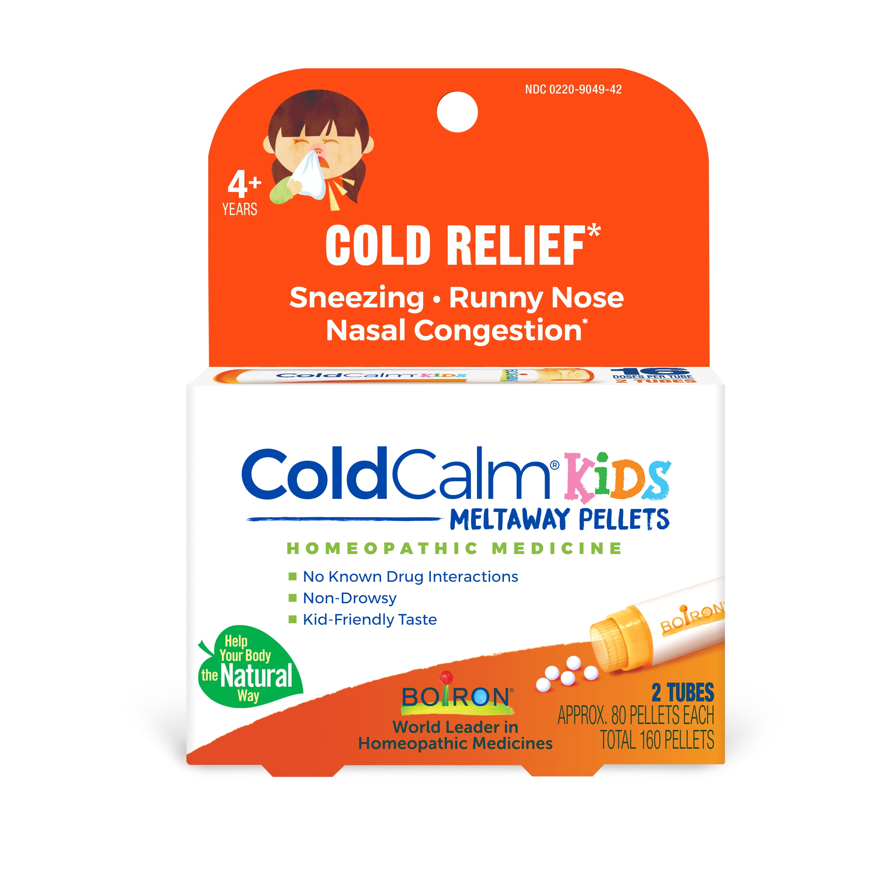 Boiron ColdCalm Kids Pellets, Homeopathic Medicine for Multi-Symptom Cold Relief, Sneezing, Runny Nose, Nasal Congestion, Sore Throat, 2 x 80 Pellets