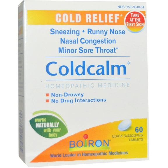 Boiron Coldcalm Non-Drowsy Homeopathic Medication Nasal Congestion, 60 ct