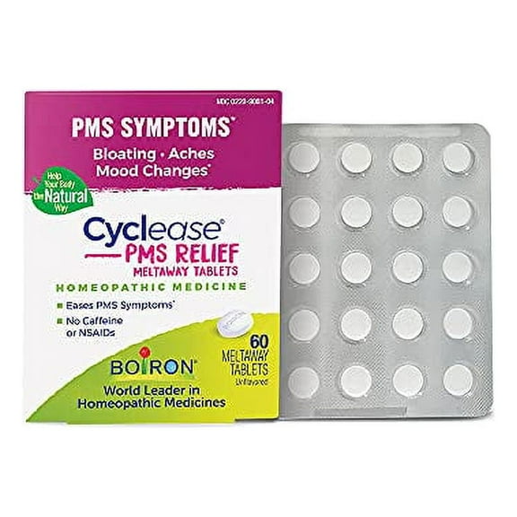 Boiron Cyclease PMS Relief Tablets for Symptoms from PMS of Bloating, Aches, Mood Swings, and Irritability - 60 Count