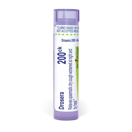 Boiron Drosera 200CK, Homeopathic Medicine for Spasmodic Dry Cough Worsened At Night And By Heat, 80 Pellets