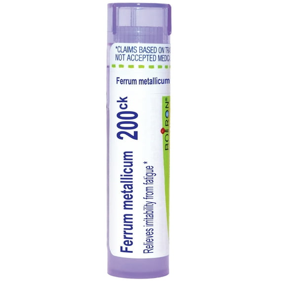 Boiron Ferrum Metallicum 200CK, Homeopathic Medicine for Irritability From Fatigue, 80 Pellets