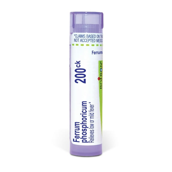 Boiron Ferrum Phosphoricum 200CK, Homeopathic Medicine for Low Or Mild Fever, 80 Pellets