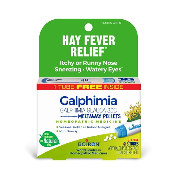 Boiron Galphimia Glauca 30C Bonus Pack, Homeopathic Medicine for Hay Fever Relief, Itchy or Runny Nose, Sneezing, Watery Eyes, 240 Pellets