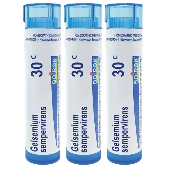 Boiron Gelsemium Sempervirens 30C, Homeopathic Medicine for Apprehension With Trembling, Headaches, 3 Count (3 x 80 Pellets)