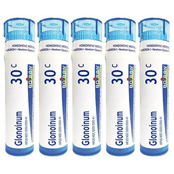 Boiron Glonoinum 30C, Homeopathic Medicine for Hot Flash, Sunstroke and Headache (Pack of 5)