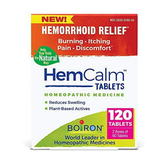 Boiron HemCalm Tablets for .. Hemorrhoid Relief of Pain, .. Itching, Swelling or Discomfort .. - 120 Count (2 .. Pack of 60)