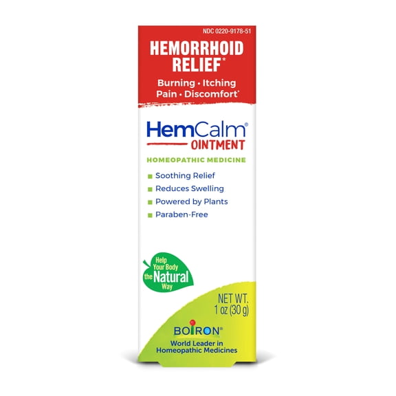 Boiron HemCalm Ointment, Homeopathic Medicine for Hemorrhoid Relief, Burning, Itching, Pain, Discomfort, 1 oz