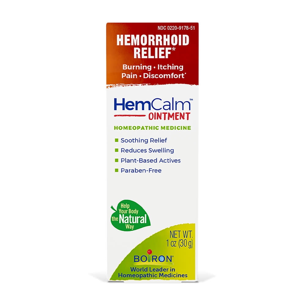 Boiron HemCalm Ointment, Homeopathic Medicine for Hemorrhoid Relief, Burning, Itching, Pain, Discomfort, 1 oz