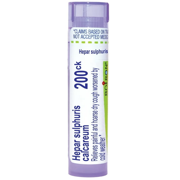 Boiron Hepar Sulphuris Calcareum 200CK, Homeopathic Medicine for Painful And Hoarse Dry Cough Worsened By Cold Weather, 80 Pellets