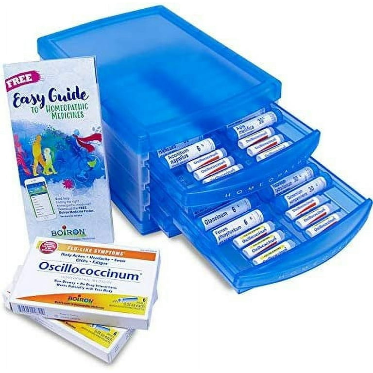 Boiron HomeoFamily Kit with The Essentials - 32 Assorted Homeopathic Tubes, 12 Oscillococcinum Doses, and A Handy Storage Case, Size: 21 Piece Set