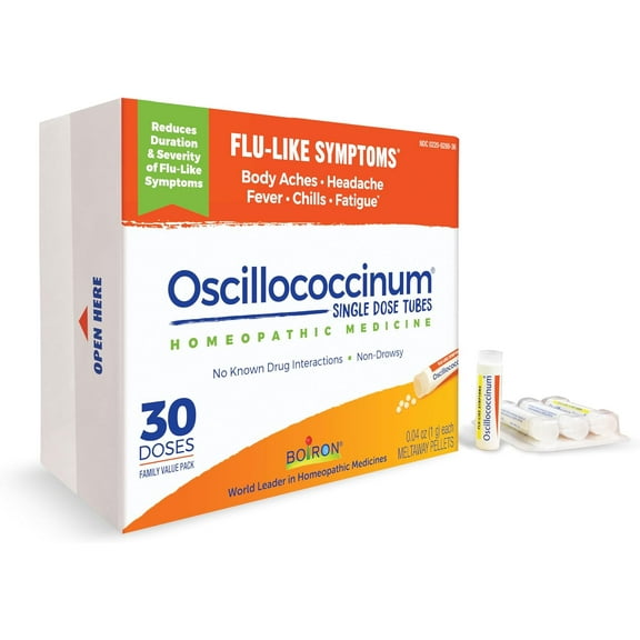 Boiron Homeopathic Medicine Oscillococcinum for Flu, 6 Count Boxes of 0.04 Ounce Dose Pack of 3