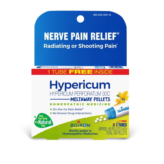 Boiron Hypericum Perforatum 30C Bonus Pack, Homeopathic Medicine for Nerve Pain, Radiating or Shooting Pain, 240 Pellets