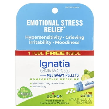 Boiron Ignatia Amara 30C Bonus Pack, Homeopathic Medicine for Emotional Stress, Hypersensitivity, Grieving, Irritability, Moodiness, 240 Pellets