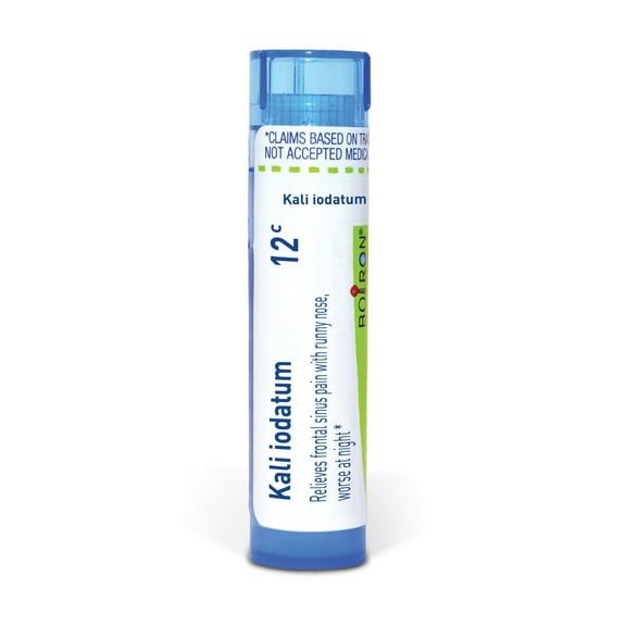 Boiron Kali Iodatum 12C, Homeopathic Medicine for Frontal Sinus Pain With Runny Nose, Worse At Night, 80 Pellets